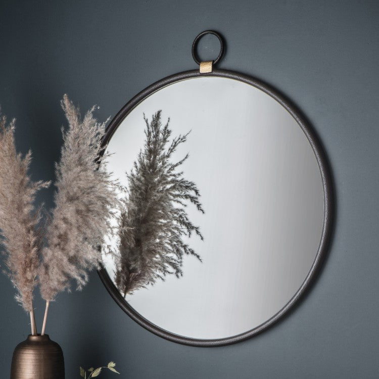 The Aarna- Black Round Mirror