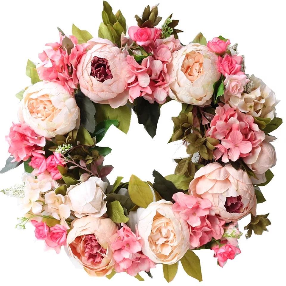 The Stella -  Champagne Peony Summer Wreath