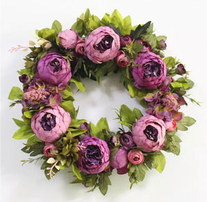 The Stella -  Deep Purple Peony Wreath