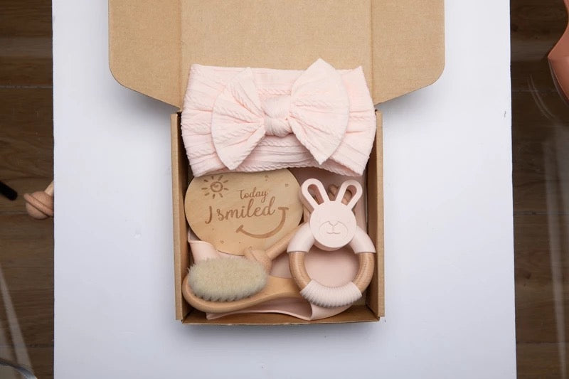The London - Pink Headband Baby Gift Set