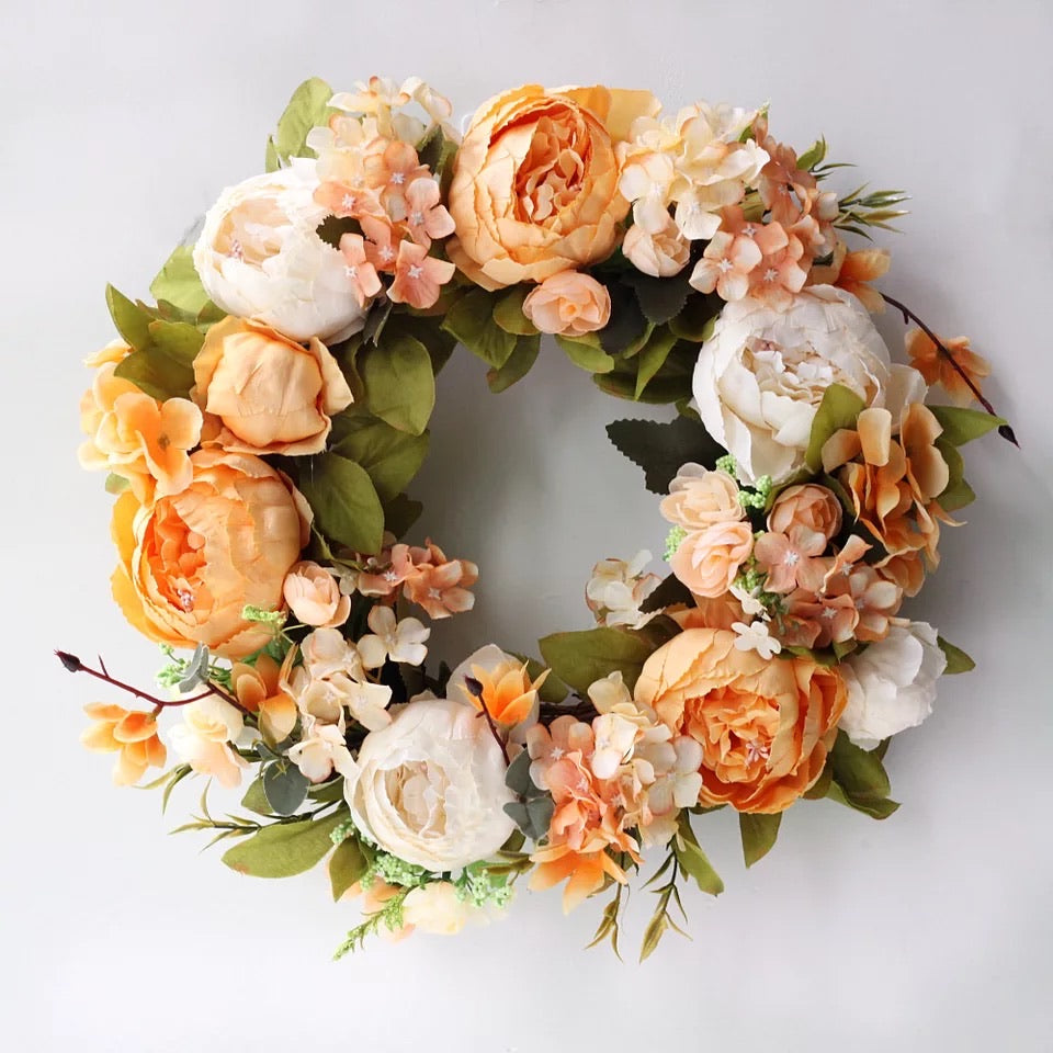 The Ella - Orange & White Peony Autumn Wreath