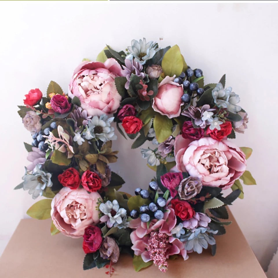 The Isla -  Winter Berry Peony Wreath