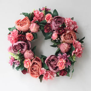 The Stella -  Vintage Pink Summer Wreath