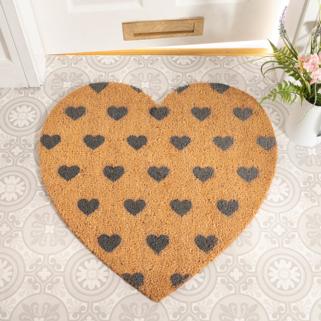 The Lucinda - Grey Hearts Doormat