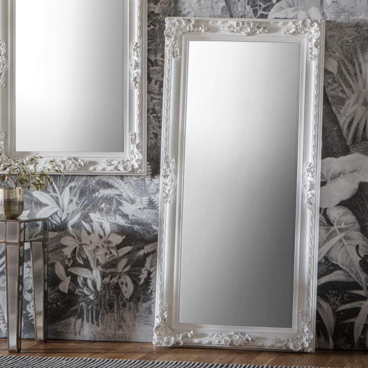 The Nicole - White Ornate Leaner Mirror