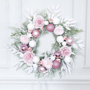 The Stella - Pink Christmas Winter Wreath